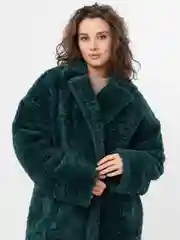 Тёмно-зелёный пальто женское, шуба Тедди