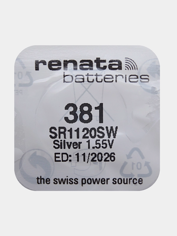 Батарейка Renata 381 (SR1120SW, V381), 1.55V, 50 mAh, Швейцария, 1 штука