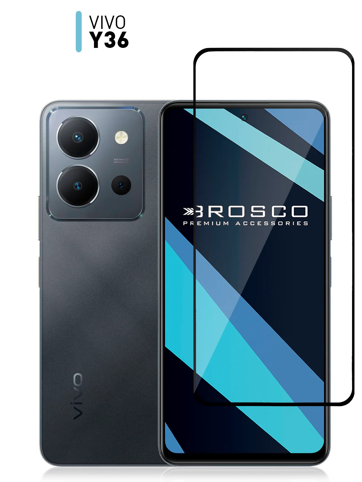 Прозрачный 1-2 шт стекло для Vivo Y36 защитное ROSCO прозрачное олеофобное покрытие с черной рамкой