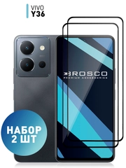1-2 шт стекло для Vivo Y36 защитное ROSCO прозрачное олеофобное покрытие с черной рамкой