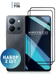 Прозрачный 1-2 шт стекло для Vivo Y36 защитное ROSCO прозрачное олеофобное покрытие с черной рамкой