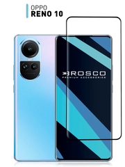 Стекло 3D для OPPO Reno 10 защитное ROSCO олеофобное покрытие закаленное с рамкой шпателем