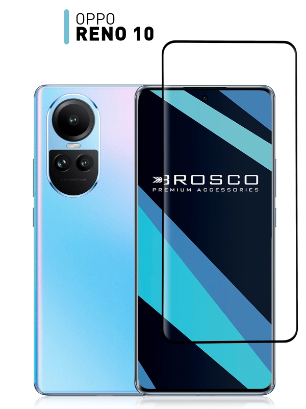 Стекло 3D для OPPO Reno 10 защитное ROSCO олеофобное покрытие закаленное с рамкой шпателем