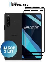 Стекло 1-2 шт для Sony Xperia 10 V защитное ROSCO с олеофобным покрытием и черной рамкой