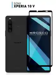 Прозрачный стекло 1-2 шт для Sony Xperia 10 V защитное ROSCO с олеофобным покрытием и черной рамкой