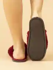 Тапочки домашние женские меховые, вишня