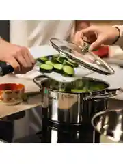 Серебряный кастрюля 5.4 л Tefal Cook Eat B9214674 с крышкой 24 см