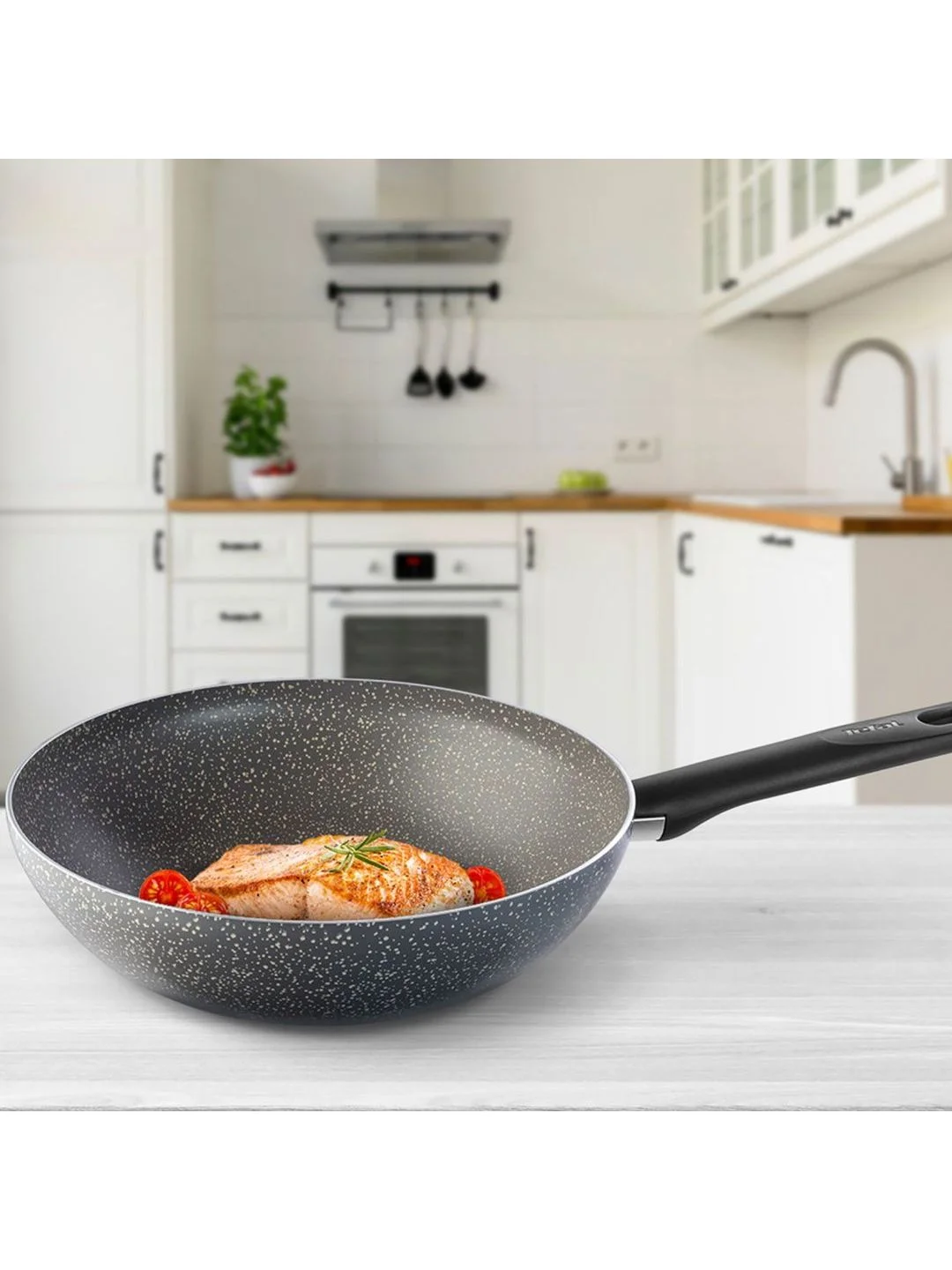 Серый сковорода вок 28 см Tefal Natural Cook 04213628, глубокая