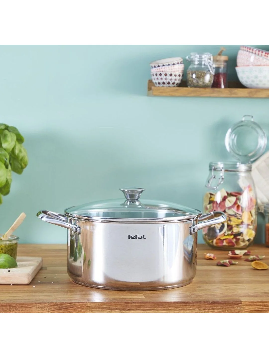 Серебряный кастрюля 2.2 л Tefal Cook Eat B9214374 с крышкой 18 см