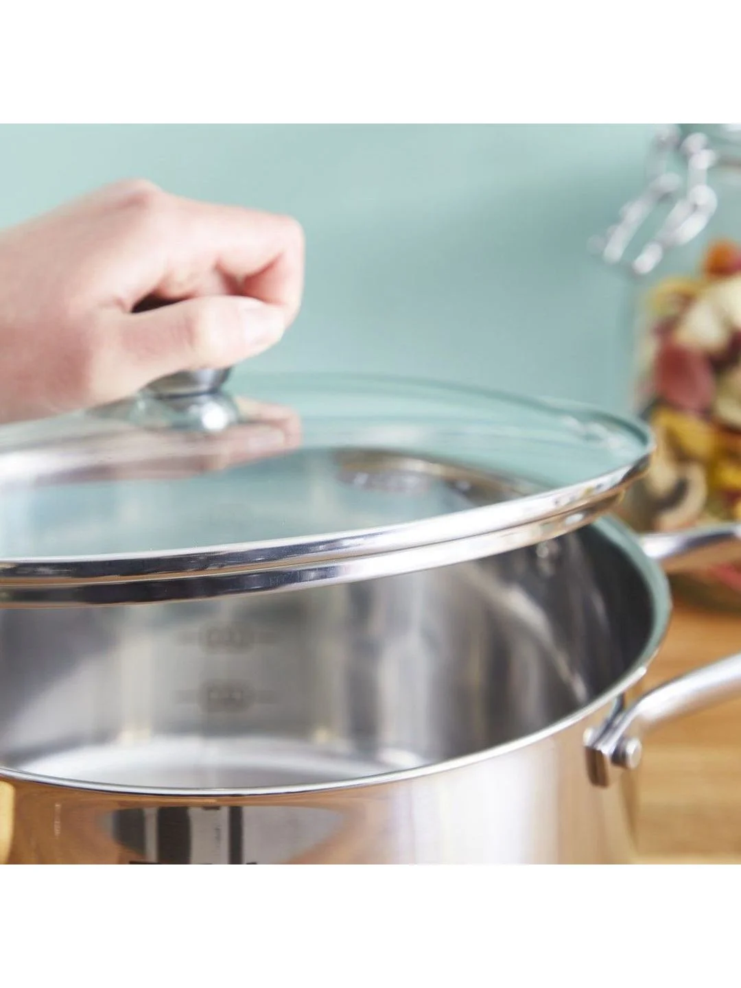 Серебряный кастрюля 2.2 л Tefal Cook Eat B9214374 с крышкой 18 см