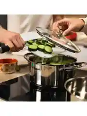 Серебряный кастрюля 2.2 л Tefal Cook Eat B9214374 с крышкой 18 см