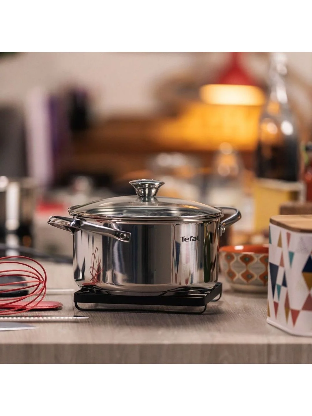 Серебряный кастрюля 3.1 л Tefal Cook Eat B9214474 с крышкой 20 см