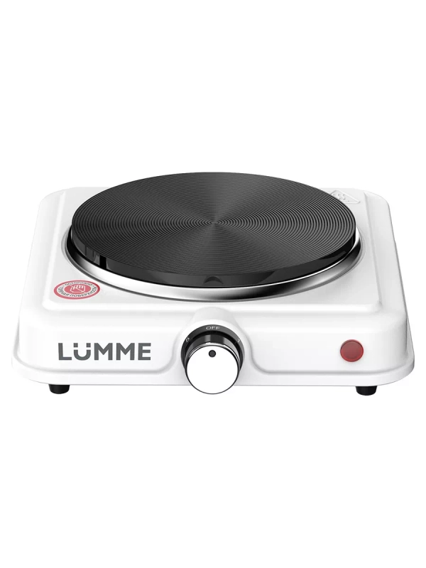 Электрическая плитка LUMME LU-HP3704A 1200W, 1 конфорка - чугун, диаметр - 15,5 см. белый