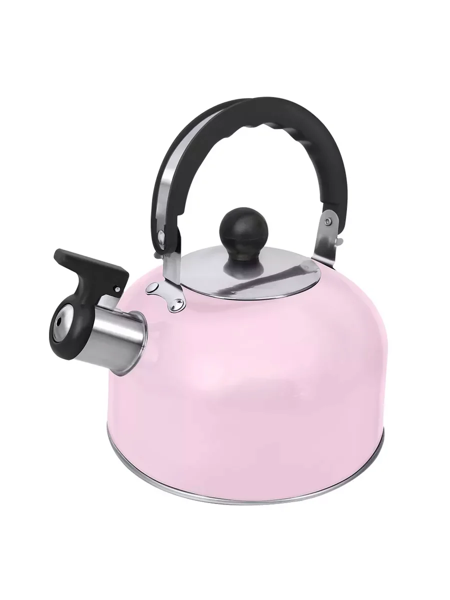 Розовый чайник со свистком HOME ELEMENT HE-WK1602, 2л, нерж. сталь, розовый блестящий