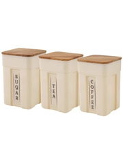 Набор банок для сыпучих продуктов Sugar&Spice Rosemary, с деревянной крышкой, 3 х 0,75 л
