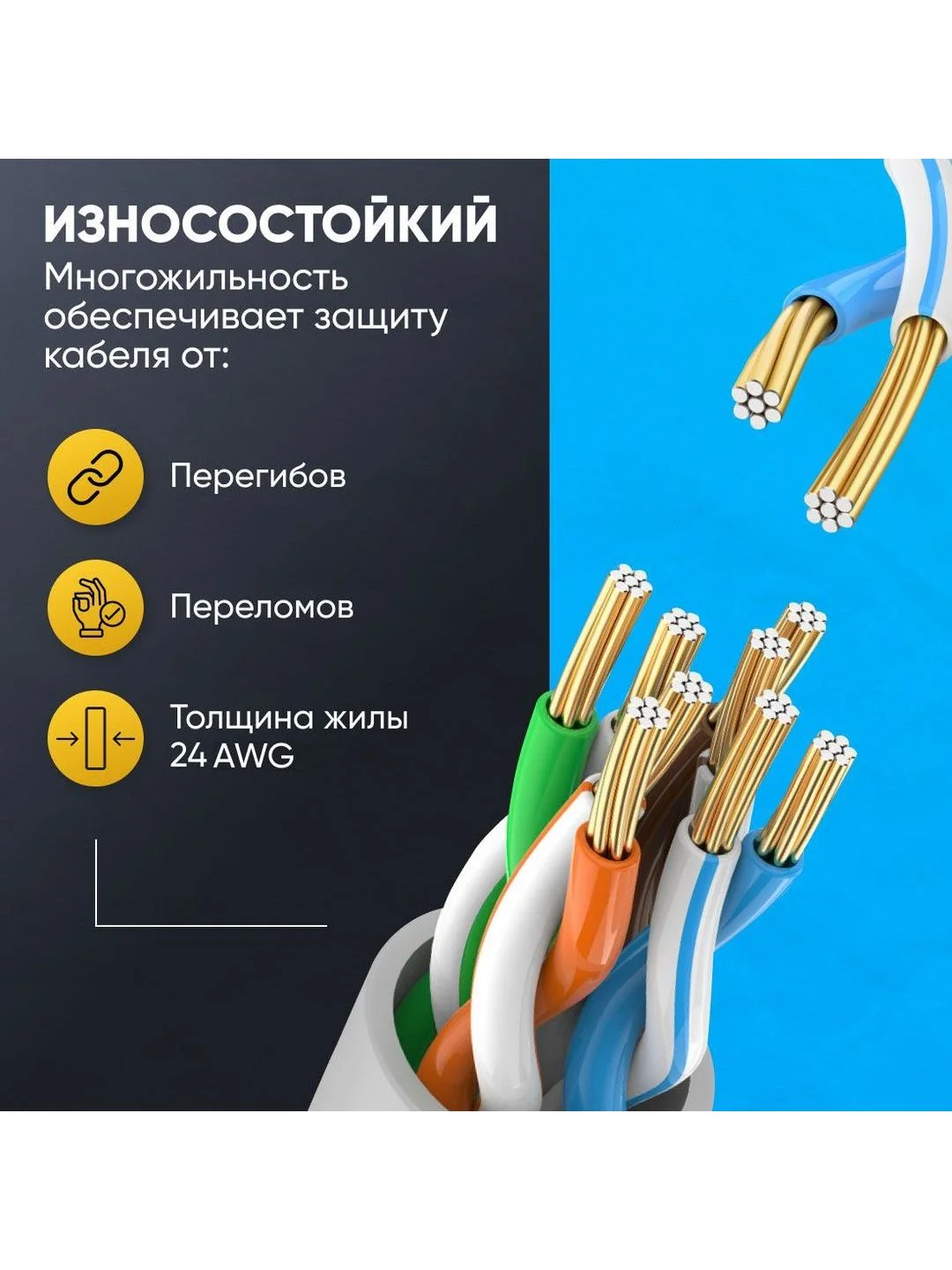 Патч-корд TWIST 0,5 метра, LSZH, категория 5e (cat.5e), UTP / интернет кабель RJ-45