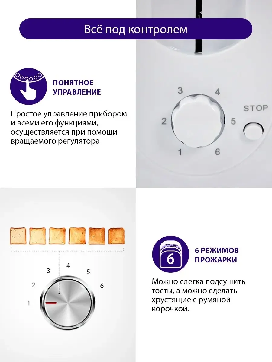 Белый тостер для хлеба LUMME LU-1201 700 Вт/ корпус сталь/ белый жемчуг