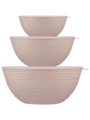Набор салатников Sugar&Spice Cardamom, 1,2 л + 2,3 л + 4,1 л, с крышками, латте