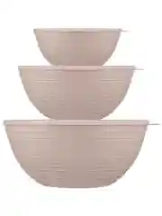Набор салатников Sugar&Spice Cardamom, 1,2 л + 2,3 л + 4,1 л, с крышками, латте