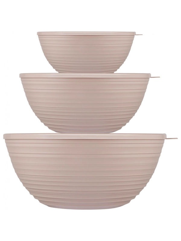 Набор салатников Sugar&Spice Cardamom, 1,2 л + 2,3 л + 4,1 л, с крышками, латте