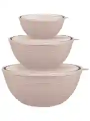 Набор салатников Sugar&Spice Cardamom, 1,2 л + 2,3 л + 4,1 л, с крышками, латте