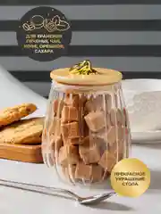 UNIFICO Банка Elsa стеклянная для сыпучих продуктов с бамбуковой крышкой (овальная) 550 мл