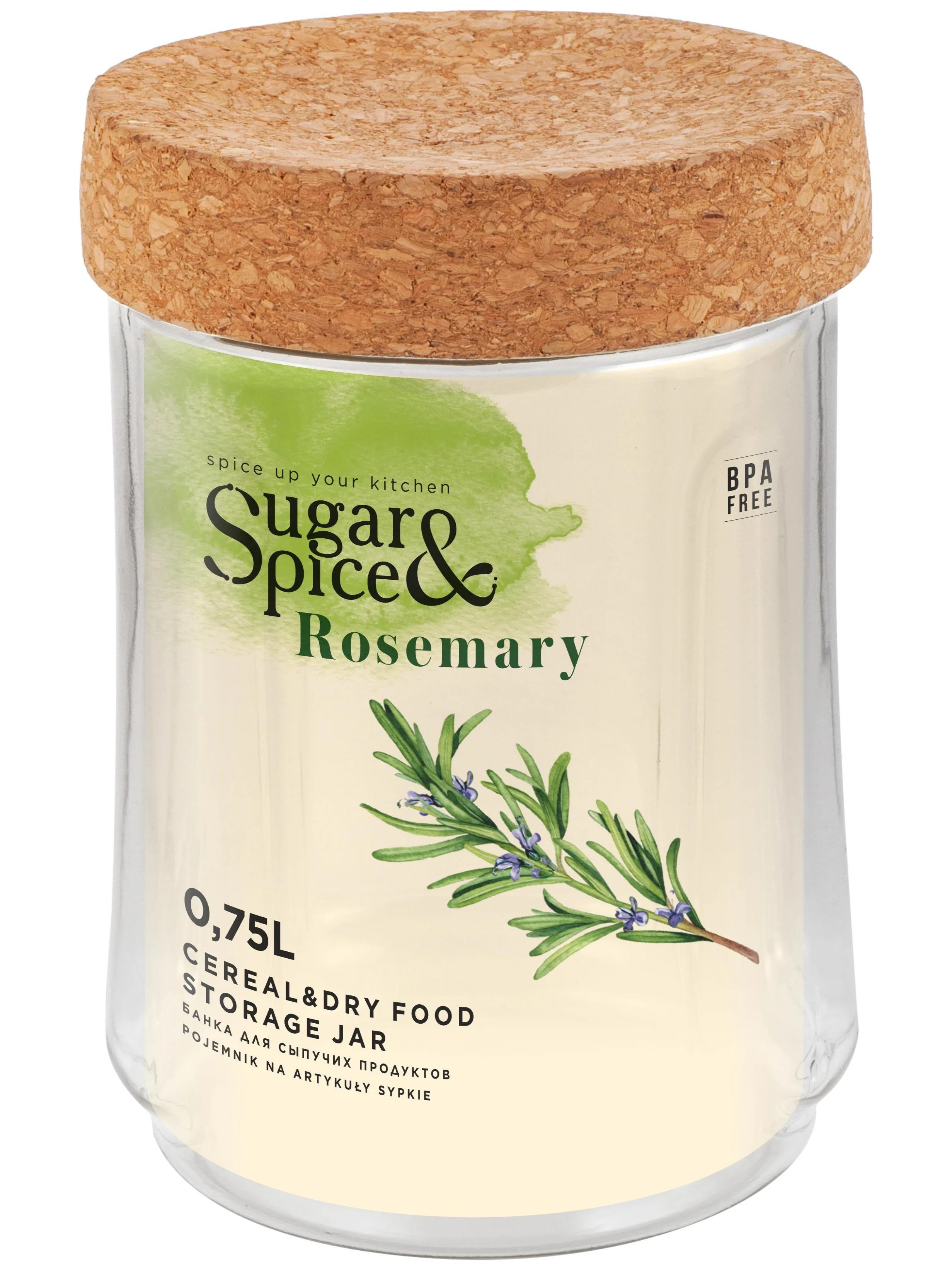 Банка для сыпучих продуктов Sugar&Spice Rosemary, с пробковой крышкой