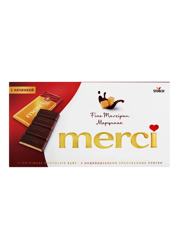 MERCI Шоколад темный с марципаном 112г