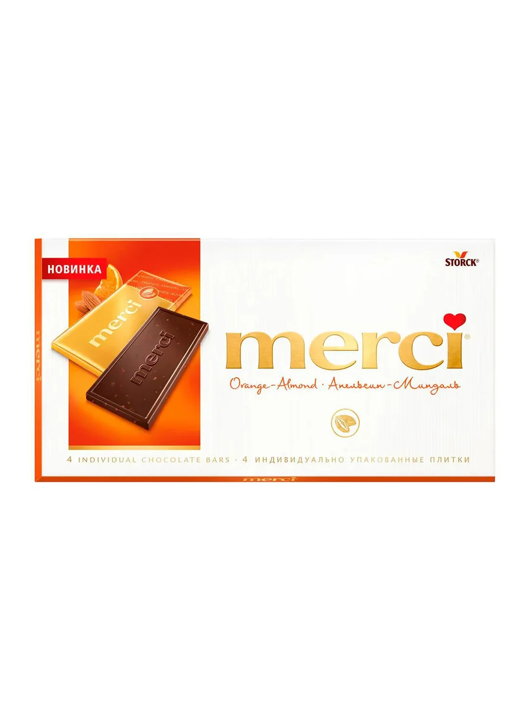 MERCI Шоколад горький Апельсин и Миндаль 100г