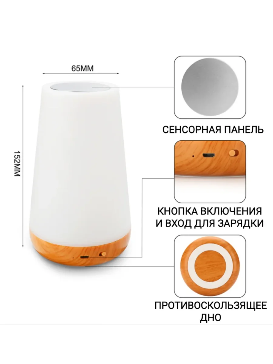 Ночник-светильник сенсорный, беспроводной, настольная лампа на пульте управления
