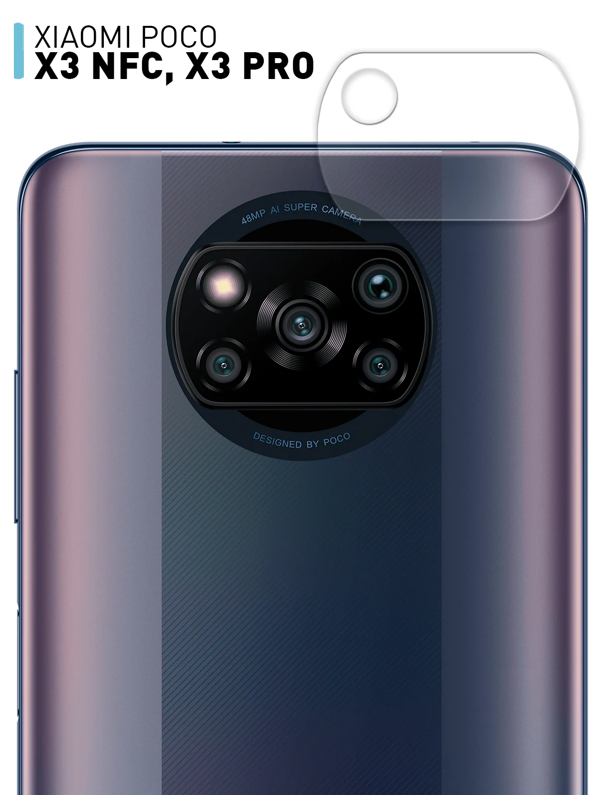 Прозрачный стекло на камеру для Xiaomi POCO X3 NFC, X3 Pro защитное ROSCO закаленное прозрачное