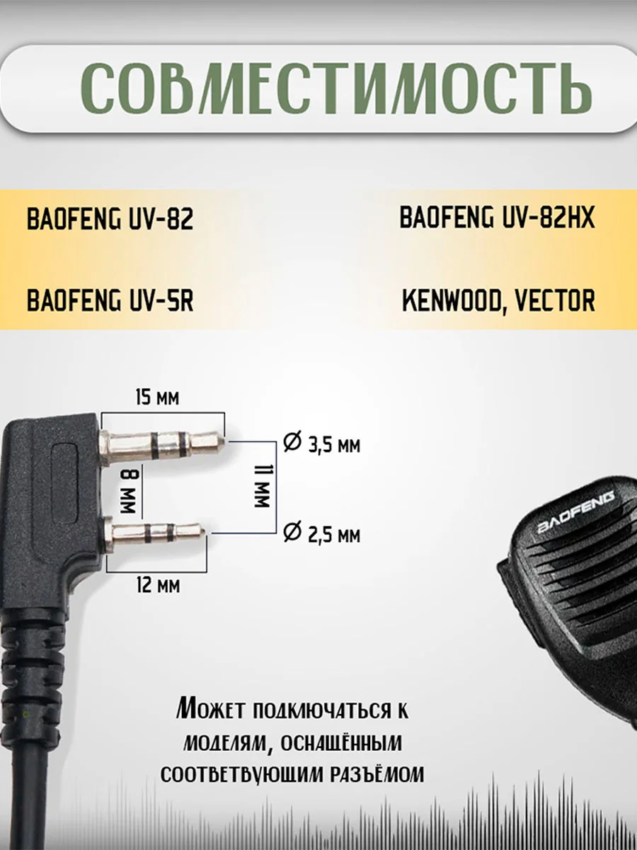 Тангента с клипсой для рации Baofeng UV-5R