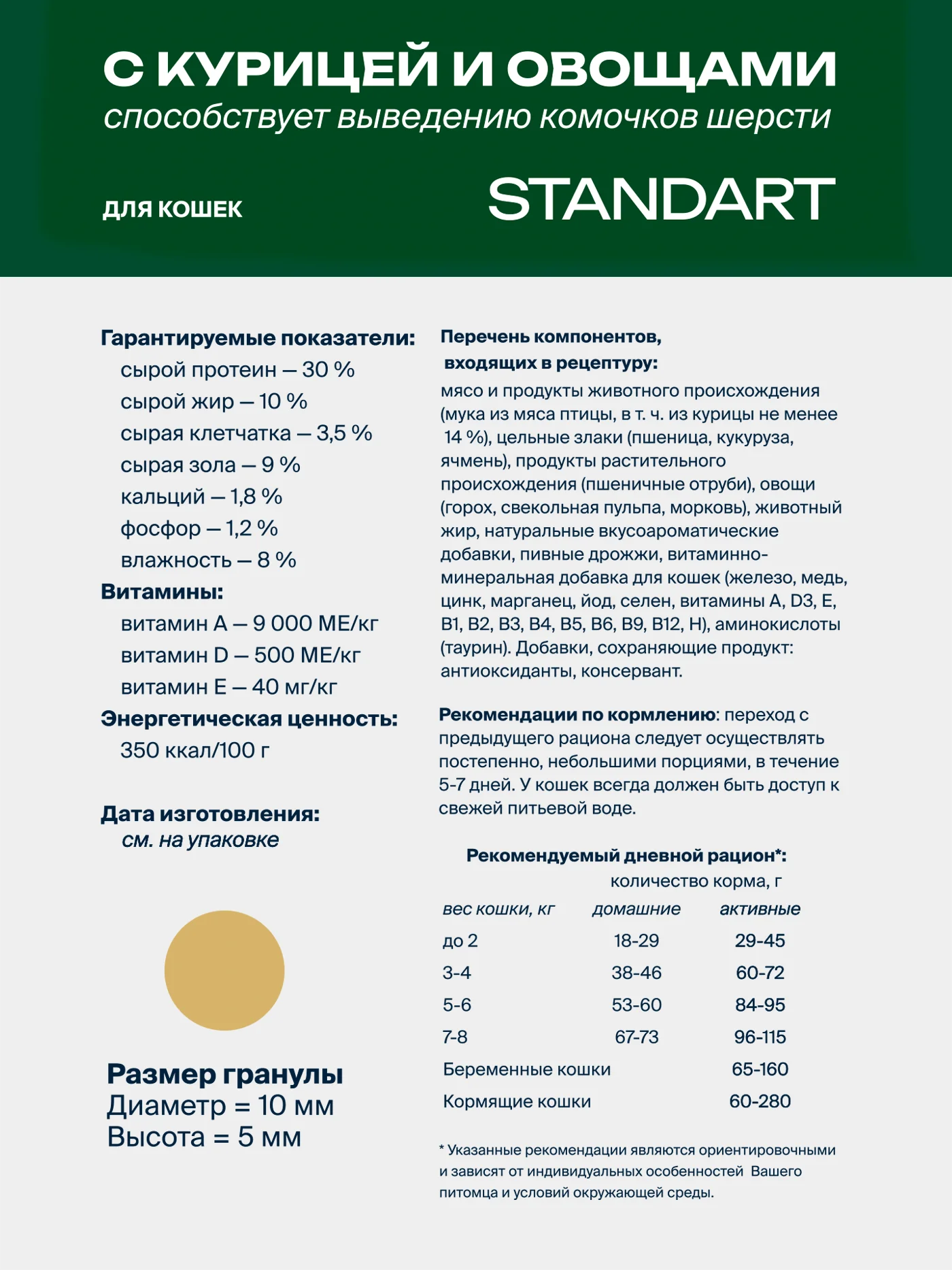 Корм сухой "Profifeed" для кошек с курицей и овощами, для выведения шерсти, 1,5 кг