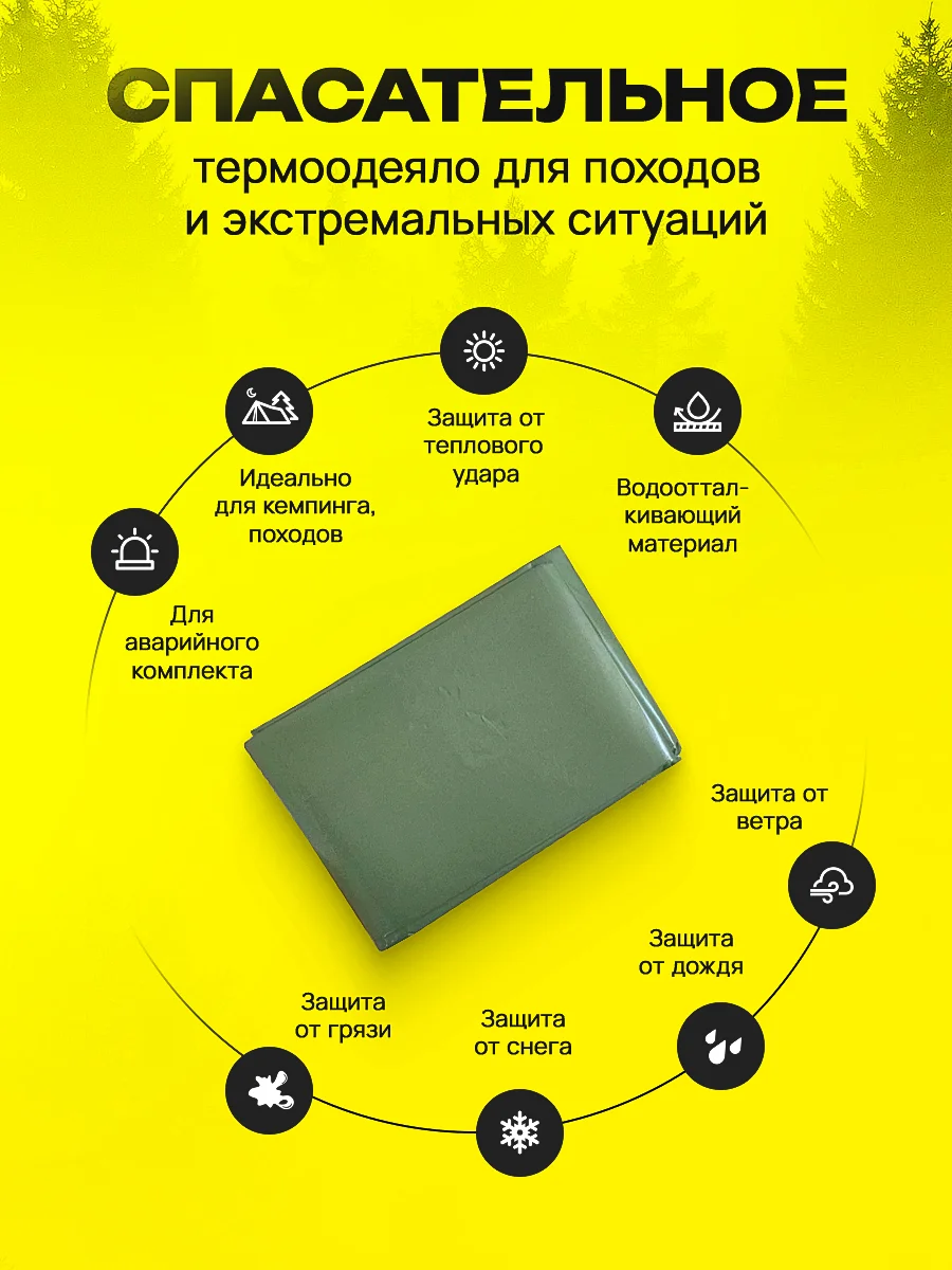 Спасательное термоодеяло, 10 шт, 130*210, матовое
