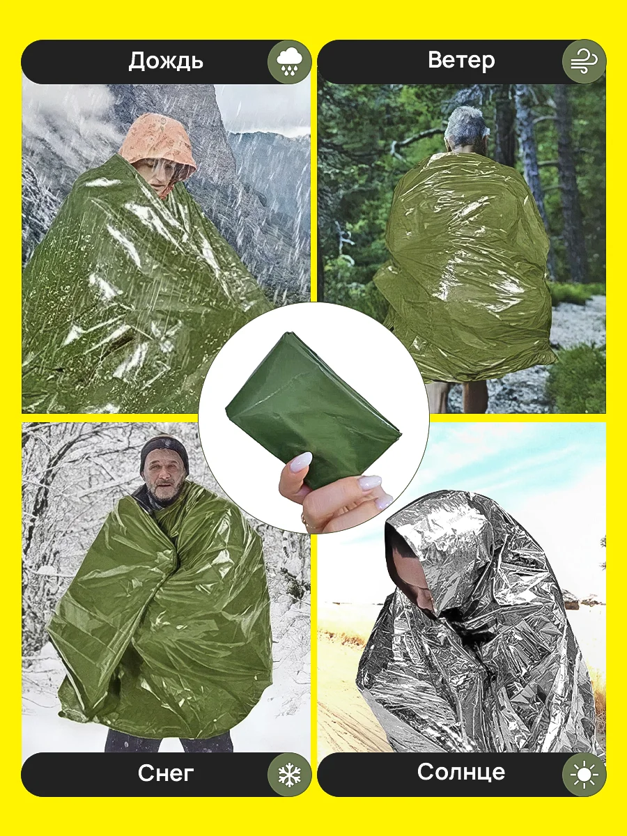 Спасательное термоодеяло, 10 шт, 130*210, матовое