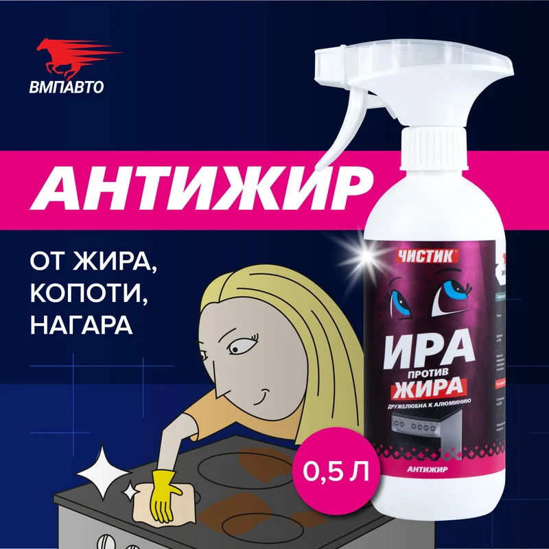 Чистящее средство для кухни Чистик "Ира против жира", 500мл флакон с триггером
