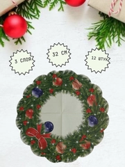 Салфетка круглая 3-сл новогодние (32см), 12шт