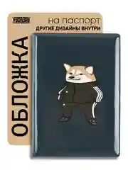 Тёмно-бирюзовый обложка на паспорт, с принтом