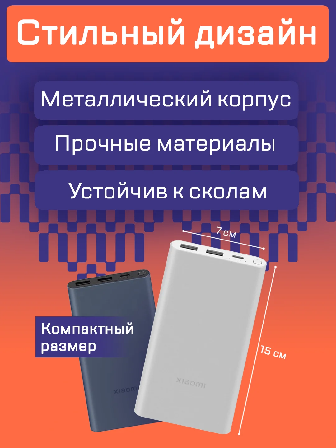 Серебряный внешний аккумулятор Xiaomi Power Bank 3 10000 mah 22.5W 2022, PB100DZM