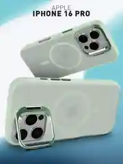 Чехол MagSafe для iPhone 16 Pro с подставкой ROSCO пластиковый с силиконом и магнитом