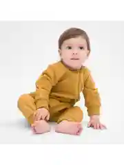 Горчичный комбинезон с открытыми ножками на молнии