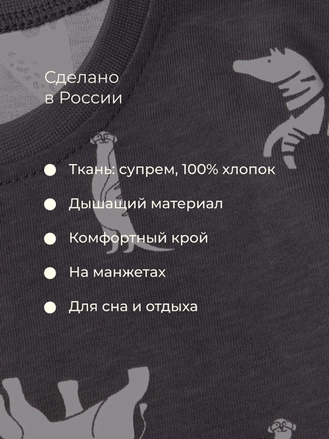 Тёмно-серый пижама для мальчика: лонгслив и брюки