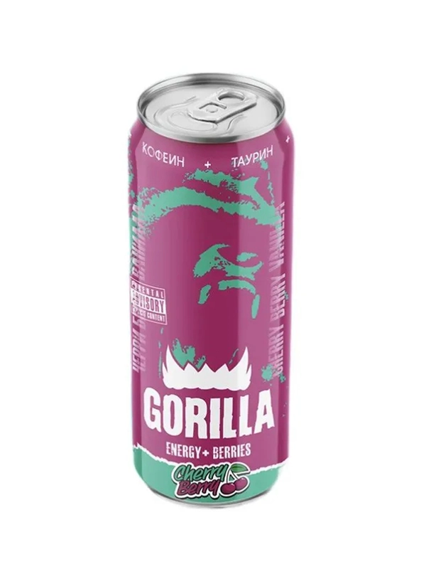 Энергетический газированный напиток GORILLA CHERRY BERRY 0,45л ж/б