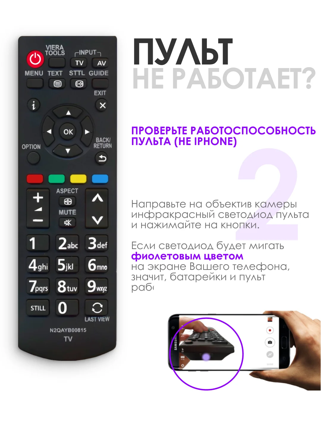 Универсальный пульт ду Panasonic Smart TV / N2QAYB000815 для телевизора Панасоник Смарт ТВ
