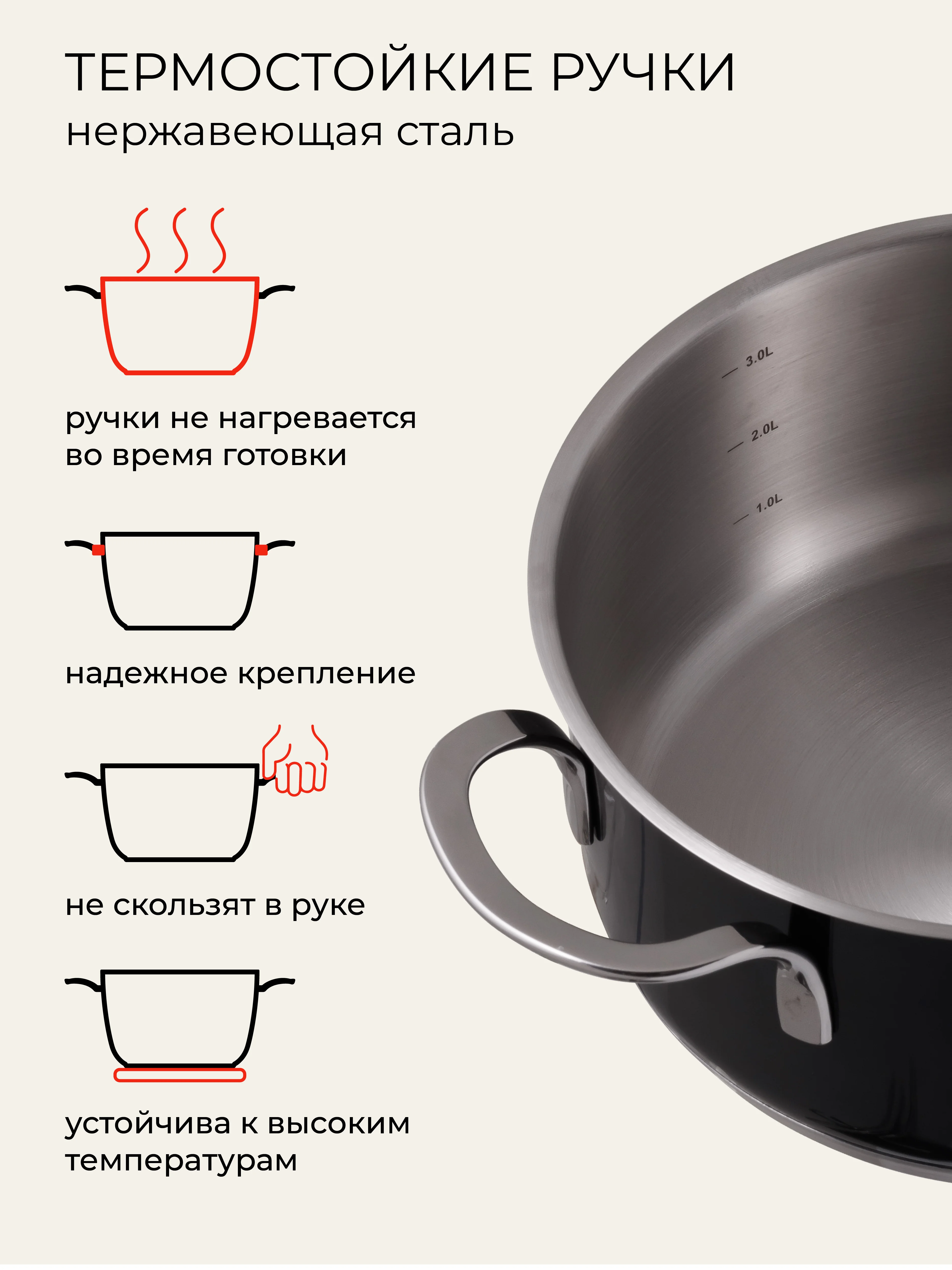 UNIFICO Кастрюля Uberto из нержавеющей стали 3,6 л. с крышкой