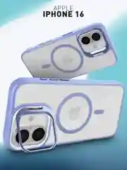 Чехол MagSafe для iPhone 16 с подставкой ROSCO пластиковый с силиконом, магнитом защитный