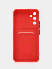 Красный чехол для Samsung Galaxy S24 FE (Самсунг Галакси С24 ФЕ), с карманом для карт