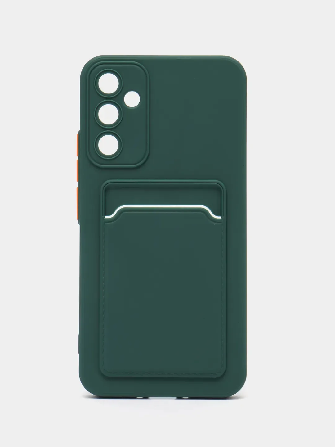 Тёмно-зелёный чехол для Samsung Galaxy S24 FE (Самсунг Галакси С24 ФЕ), с карманом для карт