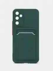 Тёмно-зелёный чехол для Samsung Galaxy S24 FE (Самсунг Галакси С24 ФЕ), с карманом для карт