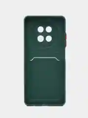 Тёмно-зелёный чехол для  Realme 13 5G (Реалми 13 5 джи), с карманом для карт